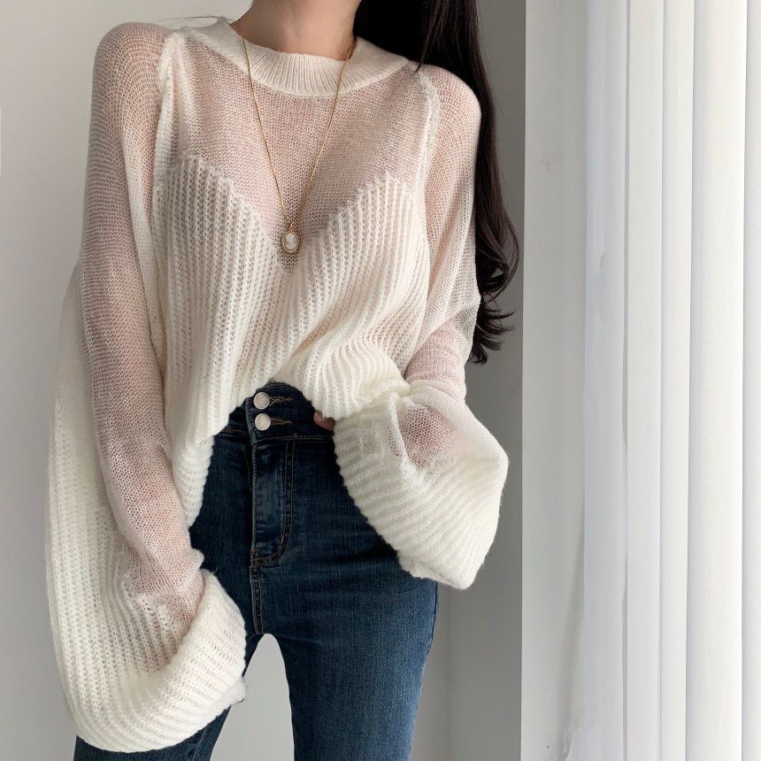 Artistic Sense Of Lantern Sleeve Knit Sweater Sweater Women
