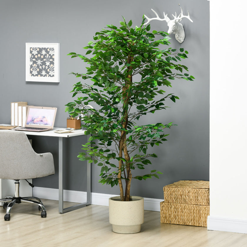6ft Artificial Tree, Indoor Fake Ficus with Pot, for Home Office Living Room Decor