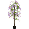 180cm Ficus Artificial Tree, Fake Wisteria Tree In Nursery Pot, Indoor Greenery Tall Faux Floor Plant For Living Room Office Decor, Purple
