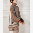 Lazy Loose Contrast Sleeves Fully Imitated Wool High Neck Sweater For Women