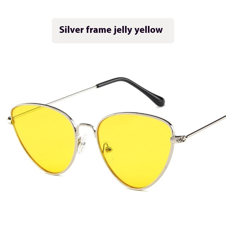 Cat's Eye Plain Glasses Retro Metal Optical Frame