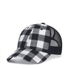 Women's Baseball Korean Style Wild Black And Red Plaid Curved Brim With Mesh Cap