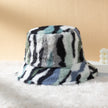 Plush Gradient Zebra Pattern Fashionable And Versatile Retro Trend Warm Basin Hat