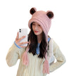 Frog Knitted Warmth Neck One Piece Woolen Hat For Women
