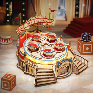 Robotime RokrTilt-A-Whirl DIY Music Box Building Block Amusement Park Series For Kids Adults Easy Assembly 3D Wooden Puzzle EA04