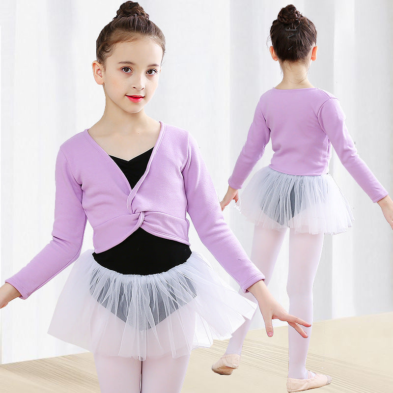 Children's Dance Clothing Long-sleeved Thickened Velvet Dance Shawl Coat Girl Dancing Vest Ballet Ballet Leotards For Women