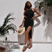 Summer New Beach Dress Women's Solid Color Knitted