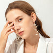 Women's Exaggerated Tassel White Flower Long Earrings