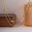 Gold Double Layer Oval Bead Necklace Fashion For Women
