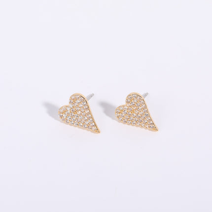 Copper Inlaid Zircon Long Peach Heart Earrings Chain Earrings Heart-shaped