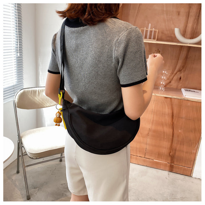 Nylon  Women's Saddle All-matching Crossbody Dumpling Bag