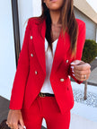 High Quality Blazer Metal Buckle Double Breasted Small Suit