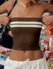 Ins Super Popular European And American Knitted Tank-top Contrast Color Striped Tube Top