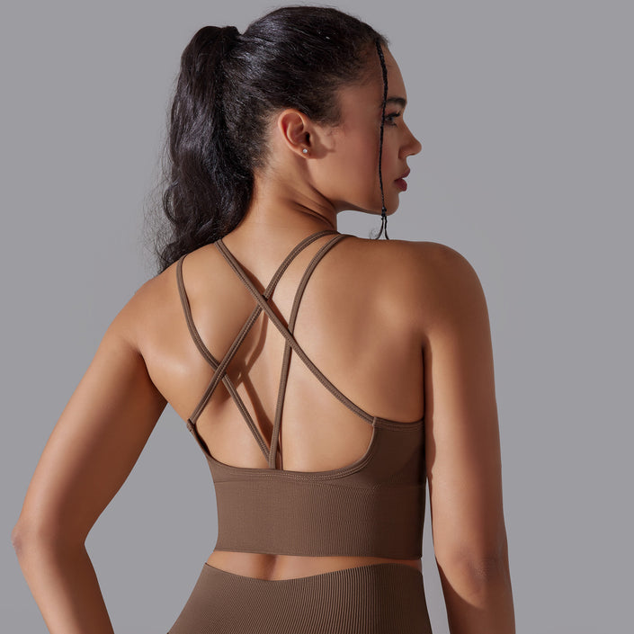 Solid Color Cross Beauty Back Exercise Underwear yoga
