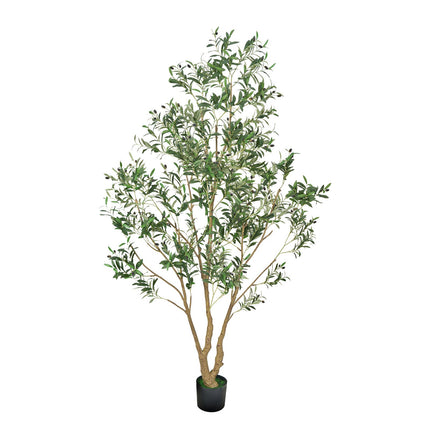 240cm Artificial Olive Tree With Black Pot, Tall Fake Tree With Natural Wood Trunk & Realistic Green Leaves And Fruits, Indoor Faux Plant For Home, Office, Living Room, Corner Decor