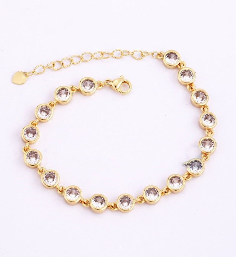 Heart Cross Zircon Bead Bracelet