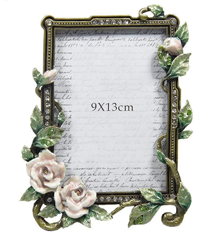 Creative Enamel Colored Metal Photo Frame With Flower And Bird Photo Frame
