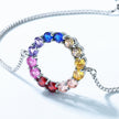 Silver Rainbow Circle Colored Gems Bracelet Color