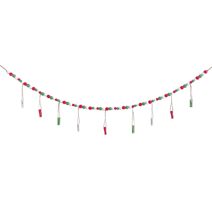 Hanging Photo Display Festival Wooden Beads Photo Clip