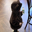 Bear Hooded Plush Cotton-padded Coat Thickened Warm Mid-length Jacket