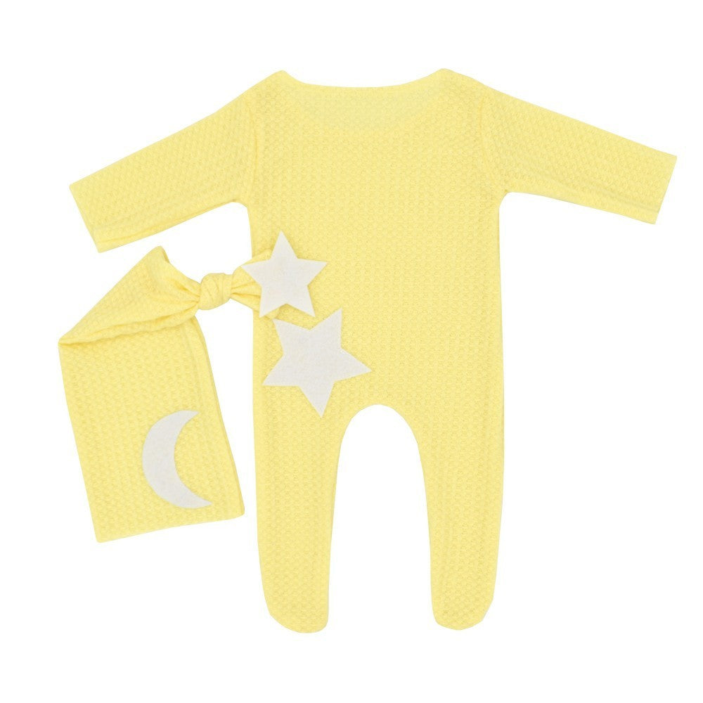Newborn Photography Stars And Moon Decoration Knitted Jumpsuit