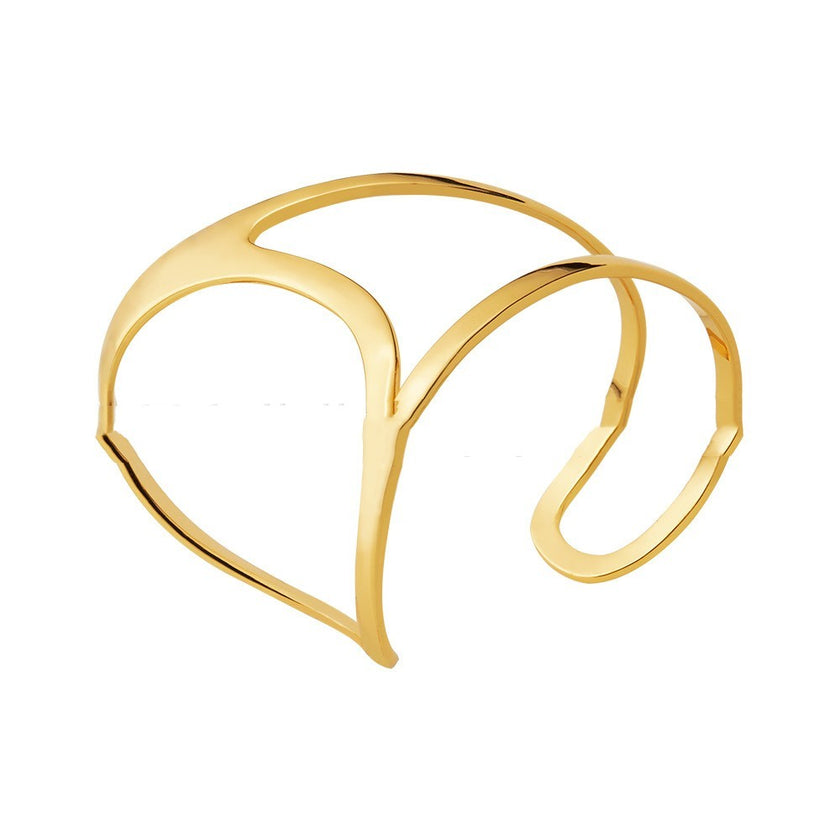 18K Gold Plating Brass Geometric Hollow Line Palm Bracelet