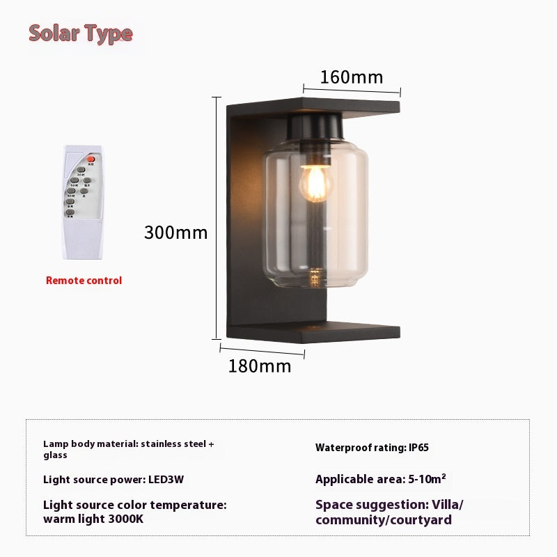 Solar Outdoor Wall Lamp Lightning Protection Villa Garden