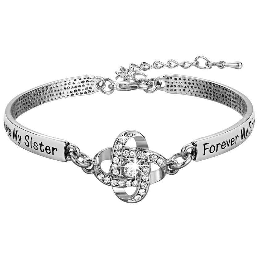 Sisters Friendship Theme Silver Bracelet