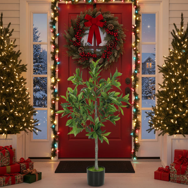 Artificial Tree Christmas Potted Fake Plant Natural Green Tree For Holiday Living Room Office Home Decor FBA Shipment