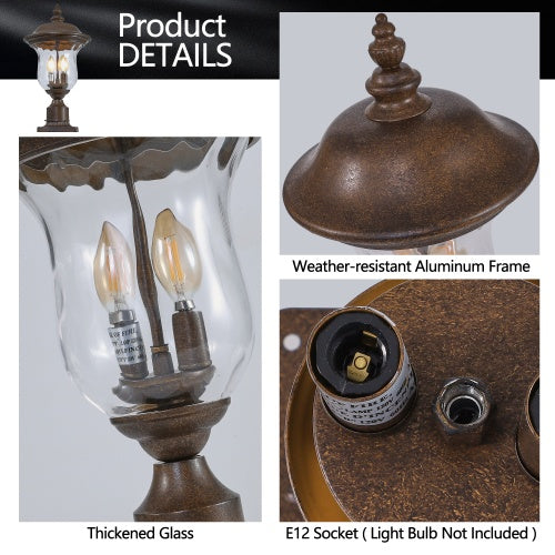 Vintage Outdoor Light Pole Lights, Waterproof Garden Patio Lights, Walkway & Driveway Lighting - One Piece No Bulb Unavailable Platforms