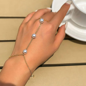 Small Rice-shaped Beads Rice Beads Zircon Pearl Ring Chain Love Finger Chain Ornament