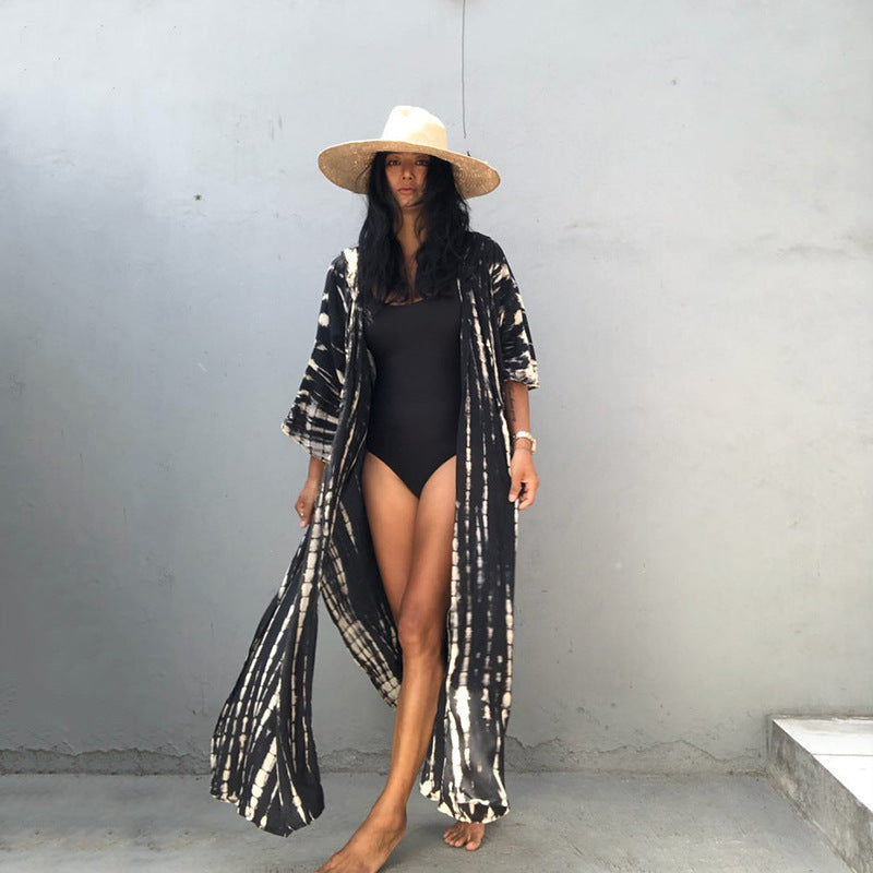 Long Sleeve Long Beach Vacation Swimsuit Outwear Blouse