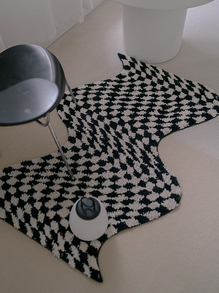Checkerboard Tufted Shaped Anti-Slip Carpet