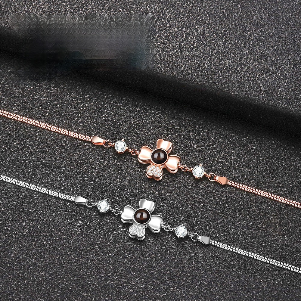 Sterling Silver Bracelet Language Photo Projection Minimalist Model