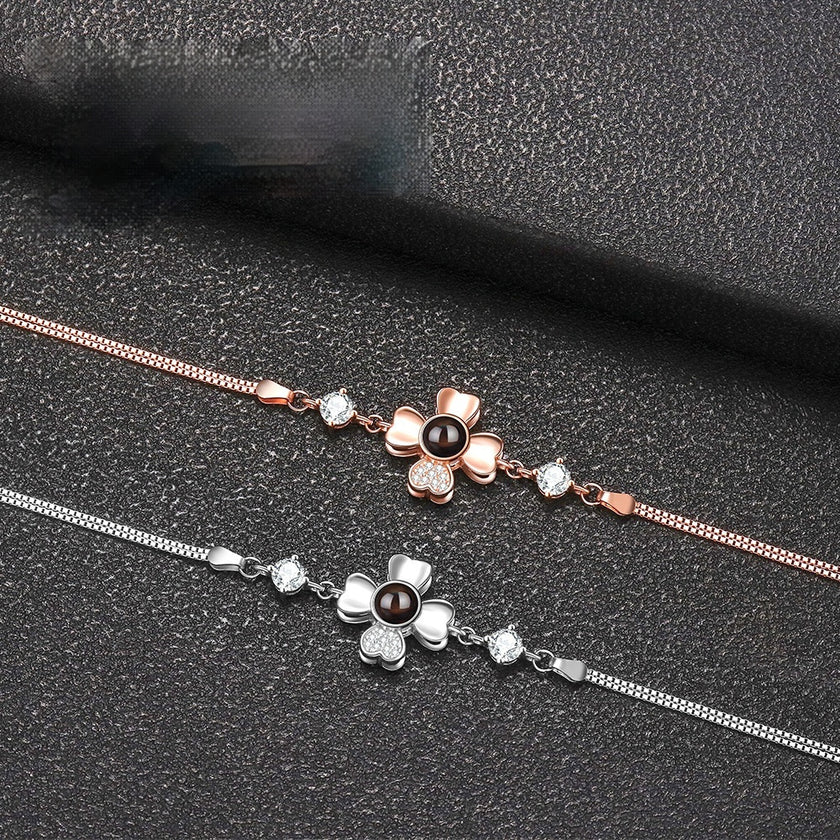 Sterling Silver Bracelet Language Photo Projection Minimalist Model