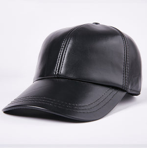 Leather Men  Women Middle-aged And Elderly Sheepskin Baseball Caps Thickened Warm Duck Tongue