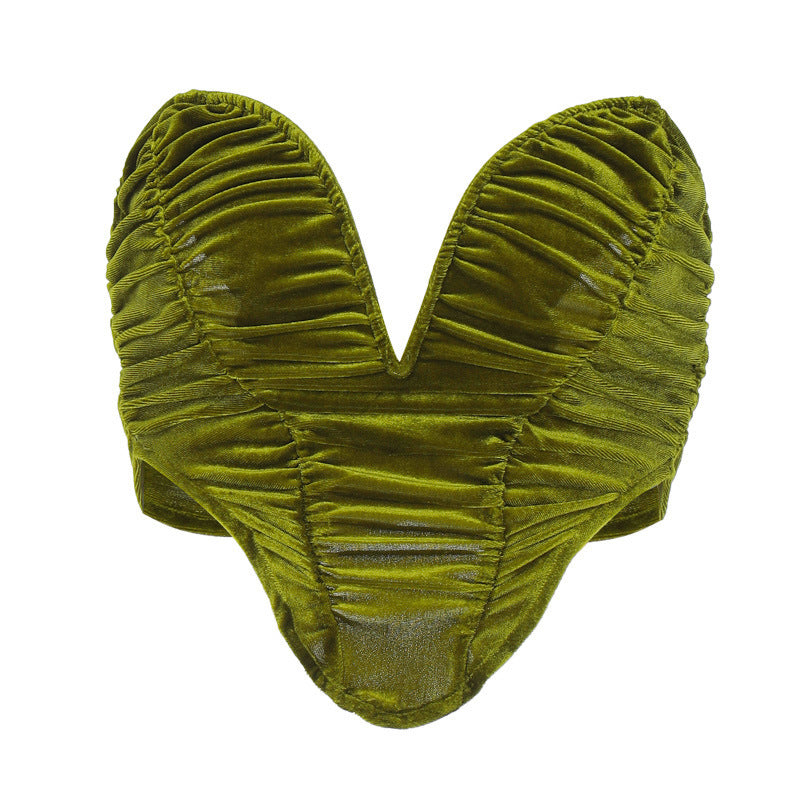 Women's New Style Pleated Sexy Heart-shaped Chest-wrapped Camisole