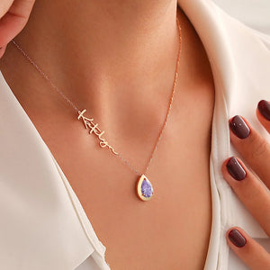 December Birthday Stone Letter Necklace