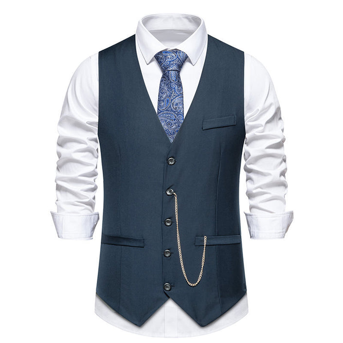 Solid Color Wedding Banquet V-neck Men's Suit Vest