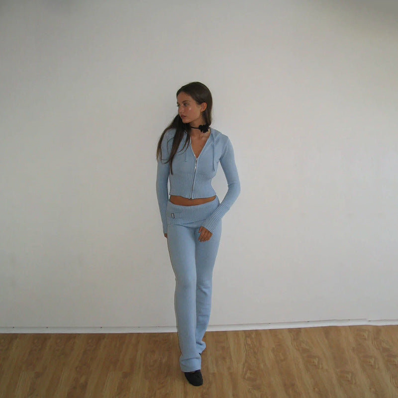 Hoodie Suit Women Leisure Sexy Zip Long Sleeve Sweater