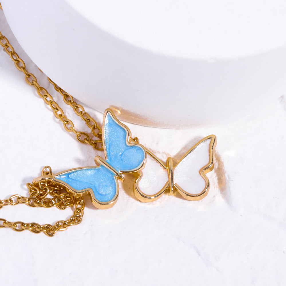 Simple Butterfly Pendant Necklace Sweater Chain