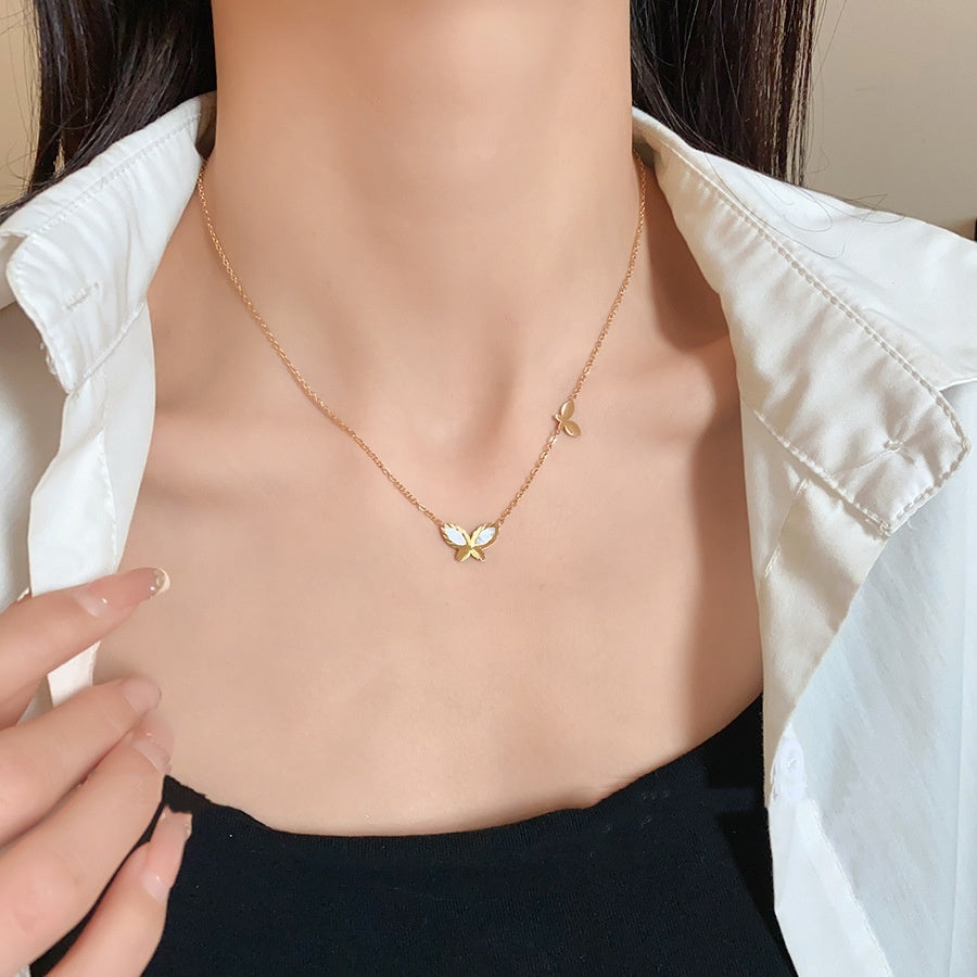 Titanium Steel Irregular Butterfly Necklace Korean Ins Sweet Elegance