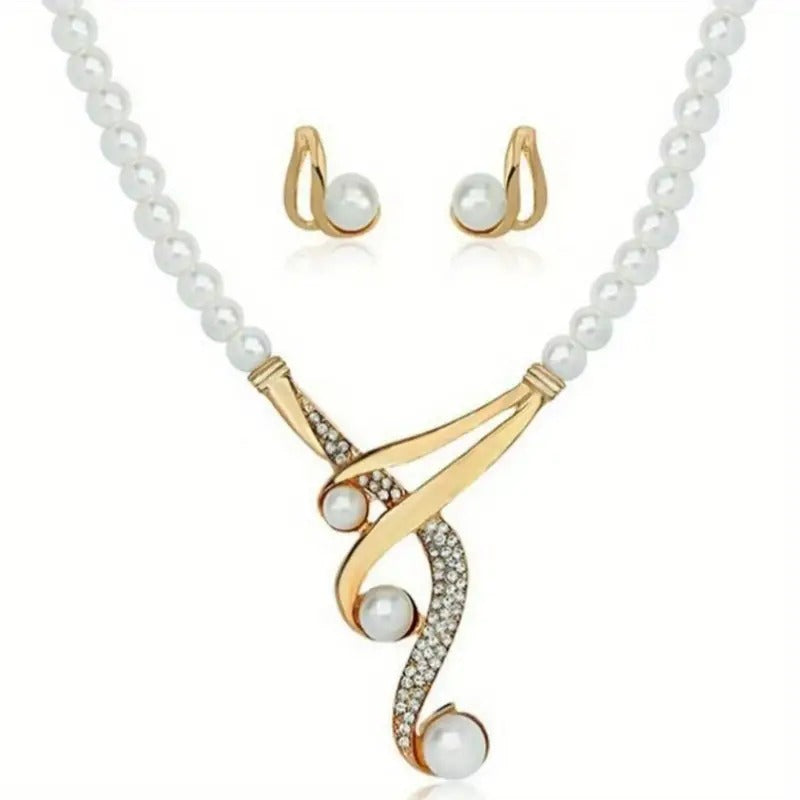 A Round Artificial Pearl Necklace And A Pair Of Geometric Round Artificial Pearl Earrings Are Fashionable, Elegant And Noble, Perfect Gifts For Lovers And Friends.