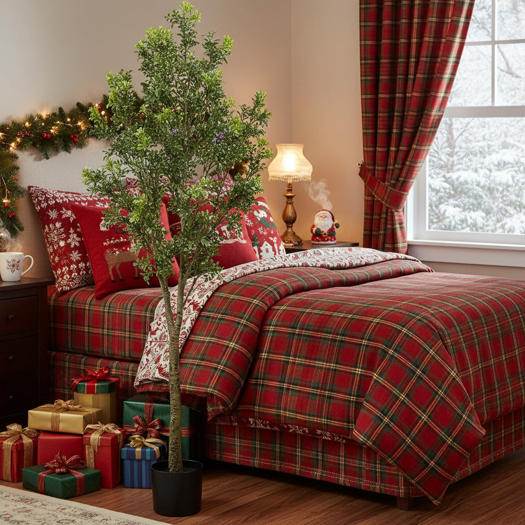 6FT Artificial Tree Indoor Decor Faux Potted Plant With Natural Look Leaves For Home Living Room Bedroom Office Easy Assembly