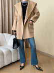 French Cape Style Full Hand Sewing Tribute Needle Small Hooded Wool Reversible Woolen Coat