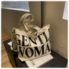 Large Capacity Canvas Bag Women Letter Printed Shoulder Travel Simple Handbags Travel Casual Daily Shopping Bags Totes