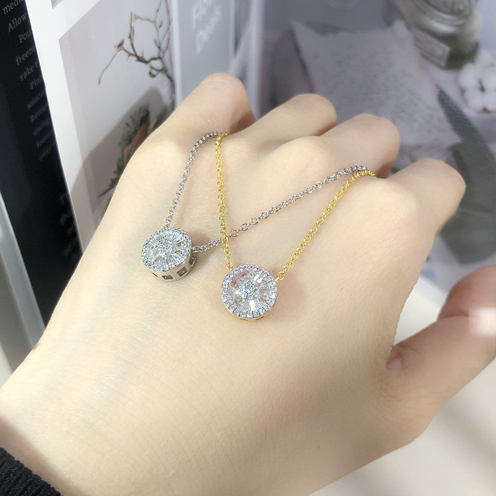 European And American Hip Hop Style Inlaid Zircon Two-color Electroplating Classic Round Necklace