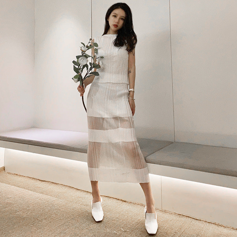 Ladies Knit Top Skirt Two Piece Set