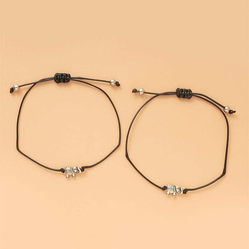 Elephant Bracelet Simple Retro Wax Line Woven Adjustable
