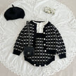 Classic Style Knitted Coat Cardigan Strap Rompers Jumpsuit
